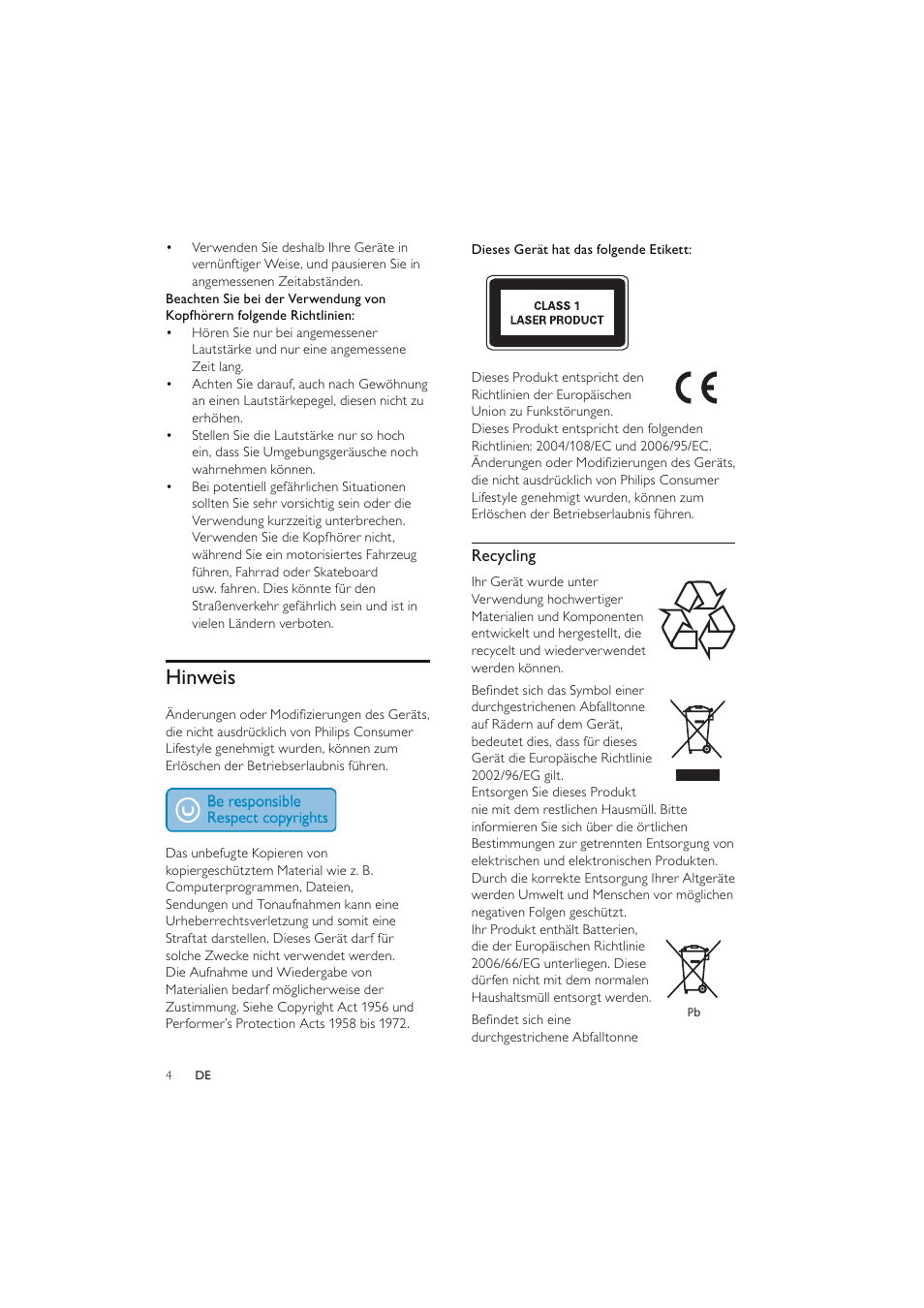 Hinweis | Philips Elegante microcadena User Manual | Page 51 / 192