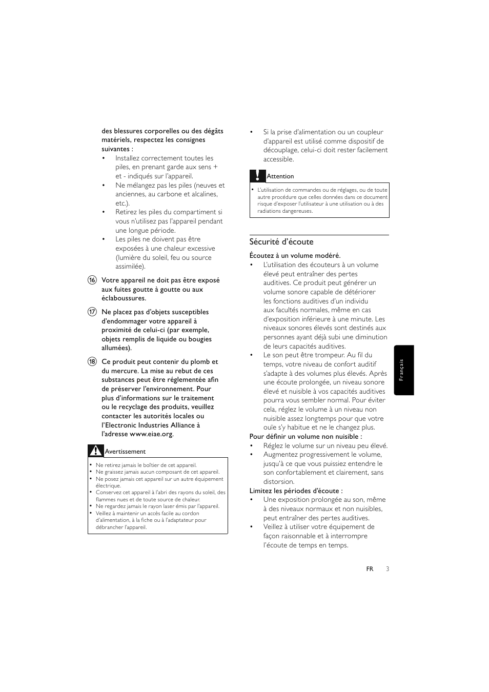 Sécurité d’écoute | Philips Elegante microcadena User Manual | Page 99 / 192