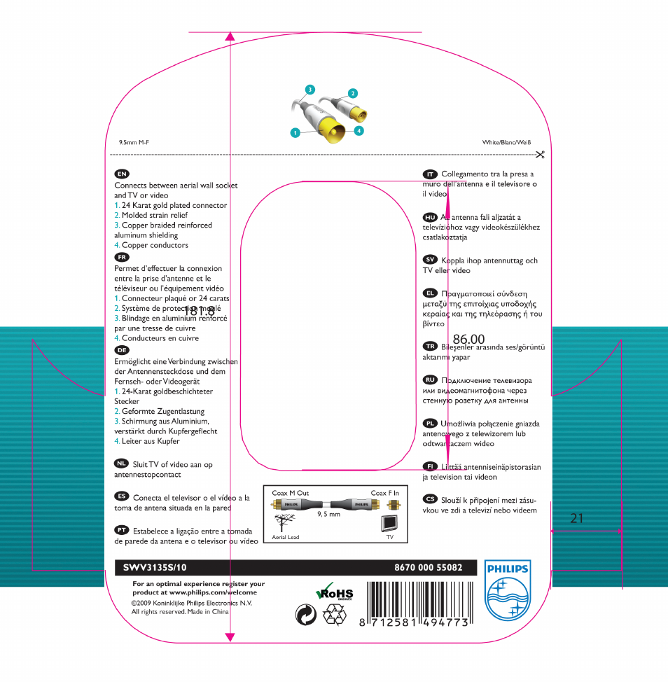 Philips Cable coaxial PAL User Manual | 1 page