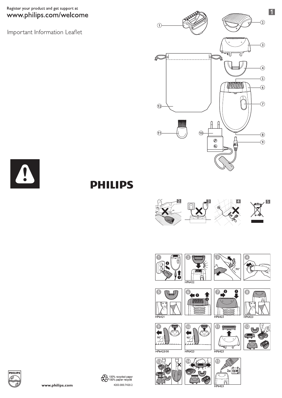 Philips Satinelle Depiladora User Manual | 9 pages