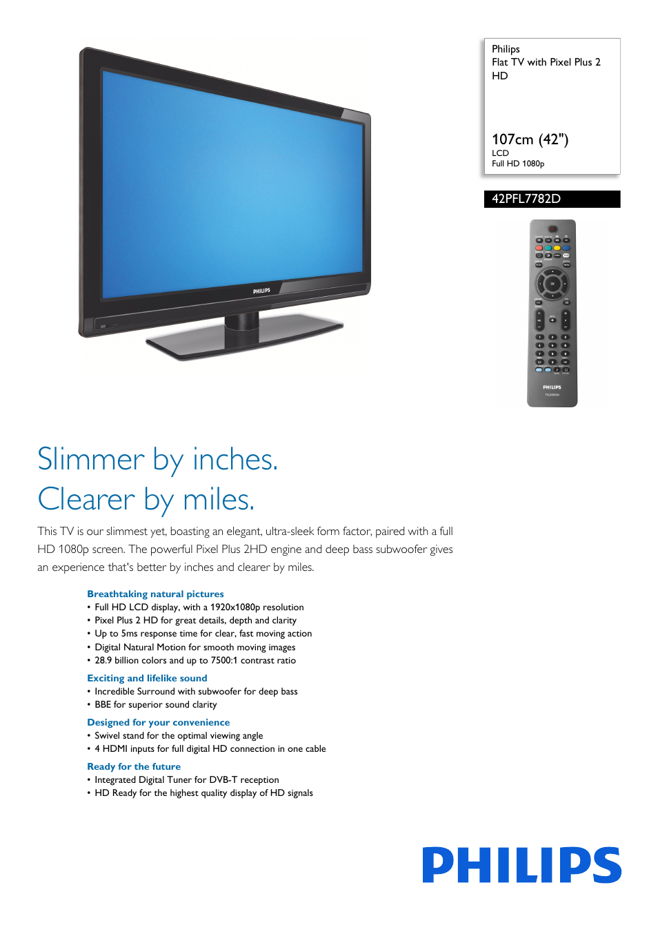 Philips Flat TV User Manual | 3 pages