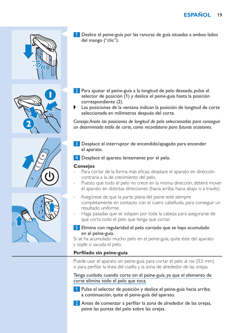 Philips HAIRCLIPPER Series 5000 cortapelos User Manual | Page 19 / 46