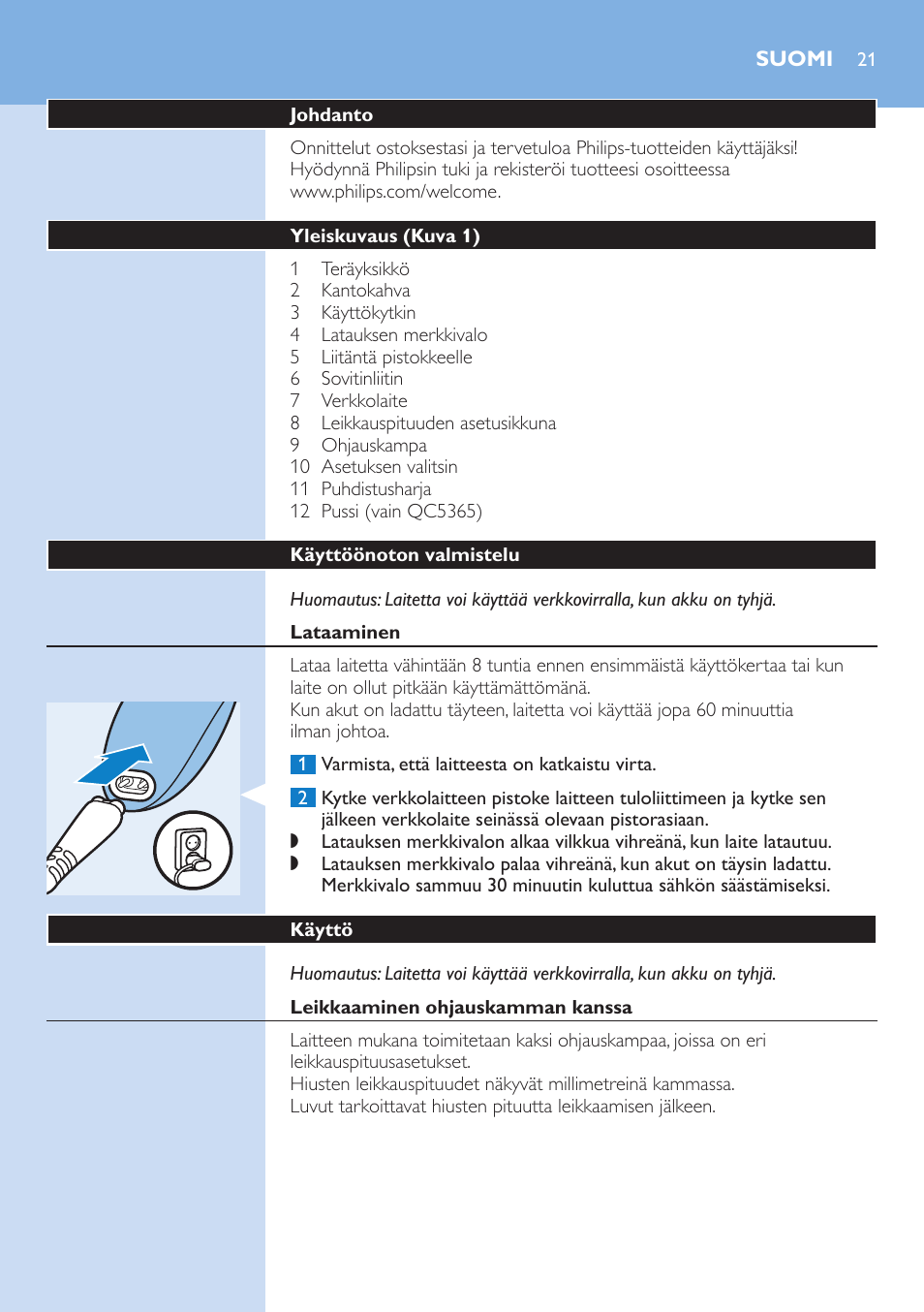 Suomi | Philips HAIRCLIPPER Series 5000 cortapelos User Manual | Page 21 / 46