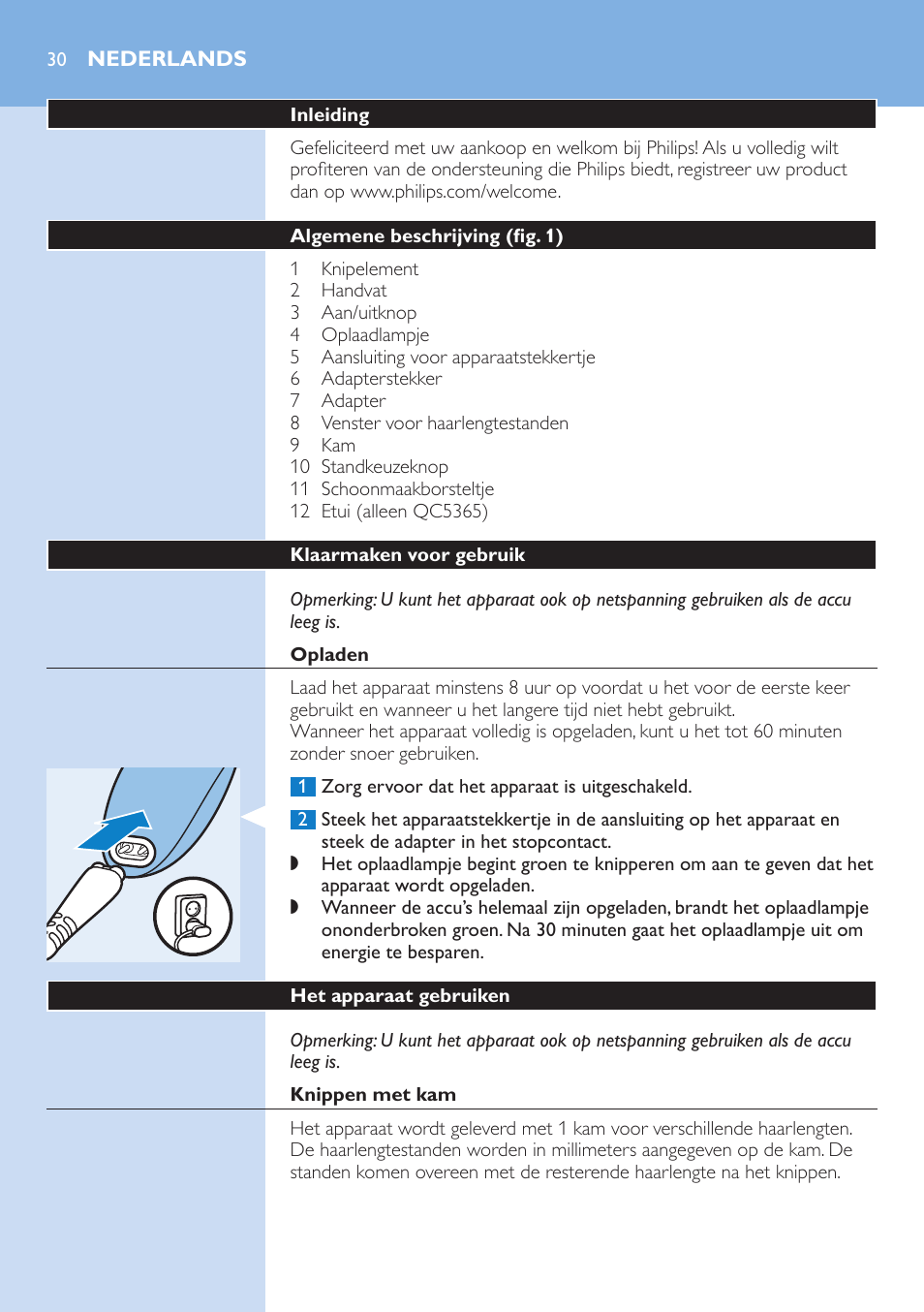 Nederlands, Nederlands 30 | Philips HAIRCLIPPER Series 5000 cortapelos User Manual | Page 30 / 46