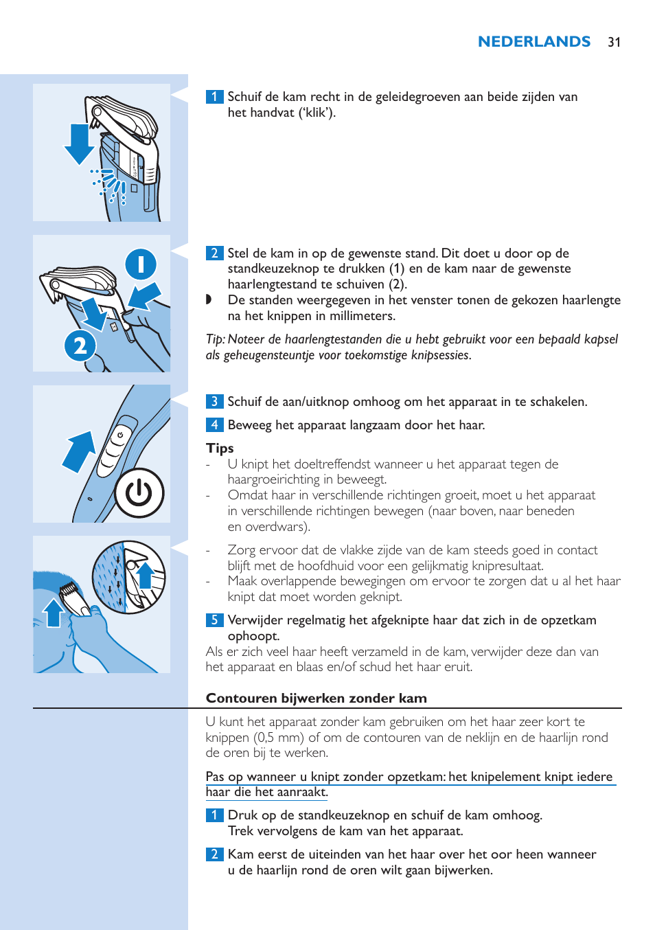 Philips HAIRCLIPPER Series 5000 cortapelos User Manual | Page 31 / 46