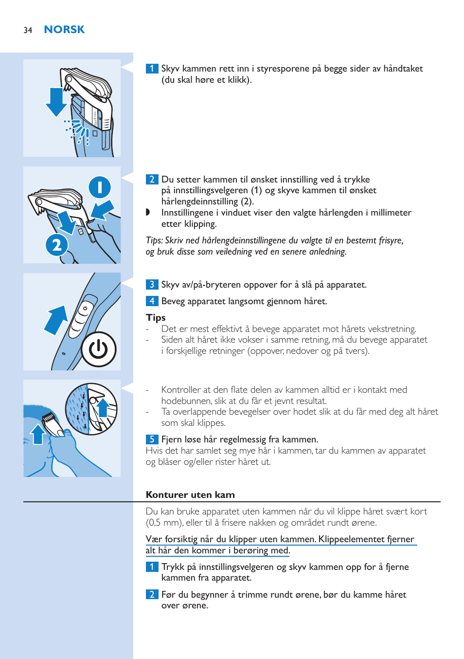 Philips HAIRCLIPPER Series 5000 cortapelos User Manual | Page 34 / 46