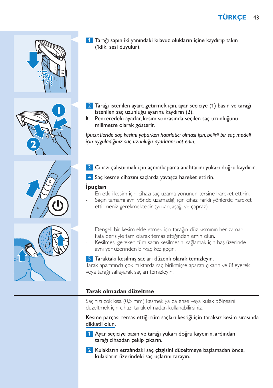 Philips HAIRCLIPPER Series 5000 cortapelos User Manual | Page 43 / 46