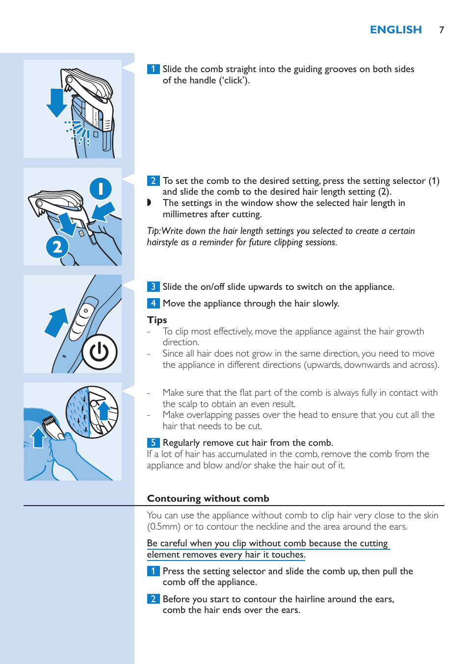 Philips HAIRCLIPPER Series 5000 cortapelos User Manual | Page 7 / 46