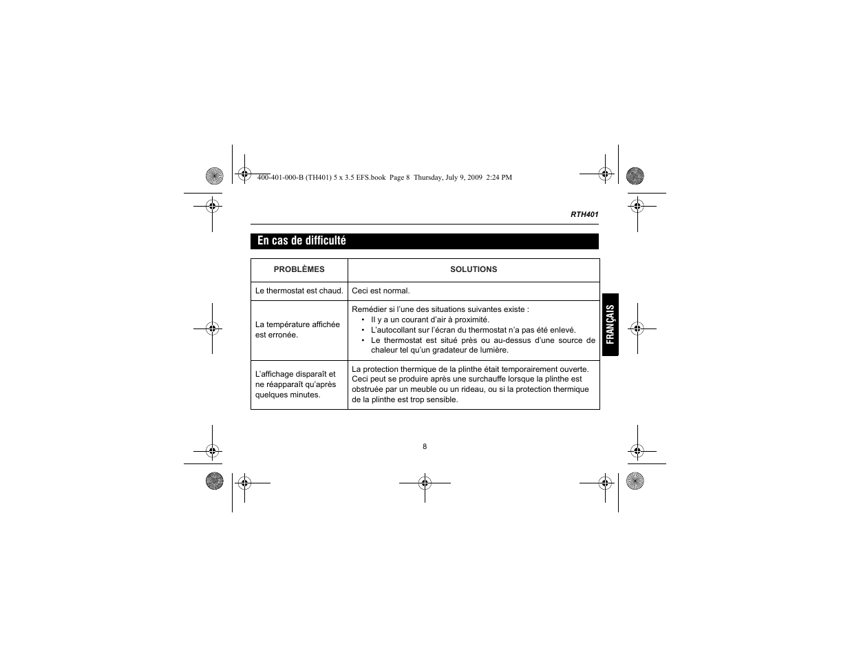 En cas de difficulté | Aube Technologies TH401 User Manual | Page 23 / 40