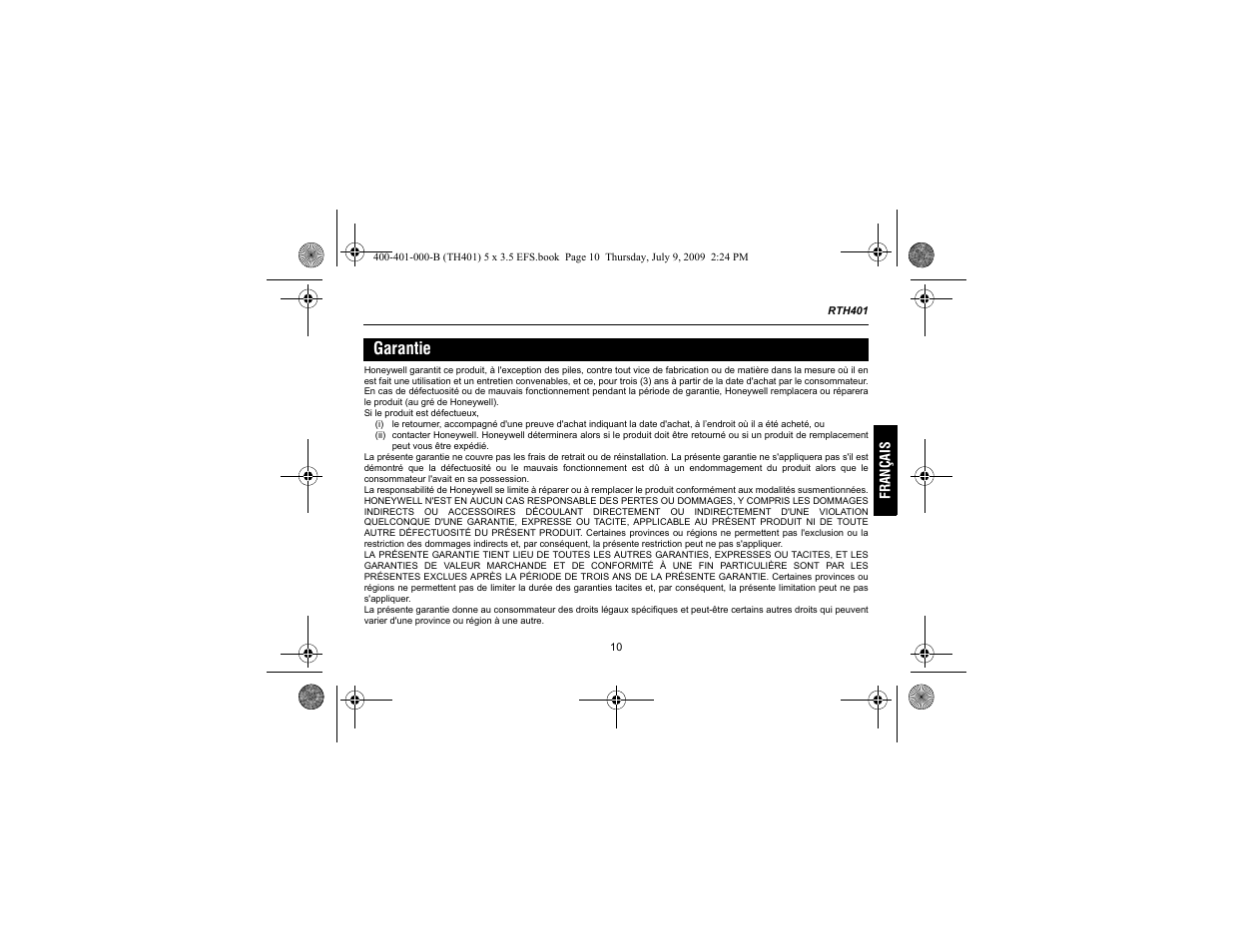 Garantie | Aube Technologies TH401 User Manual | Page 25 / 40