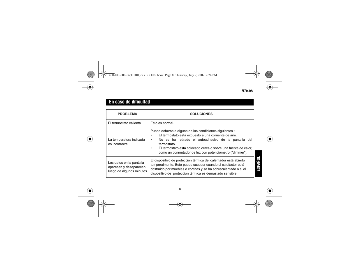 En caso de dificultad | Aube Technologies TH401 User Manual | Page 35 / 40