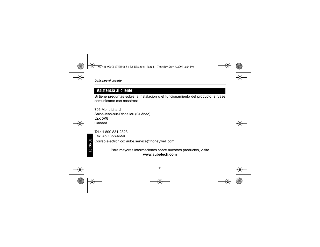 Aube Technologies TH401 User Manual | Page 38 / 40