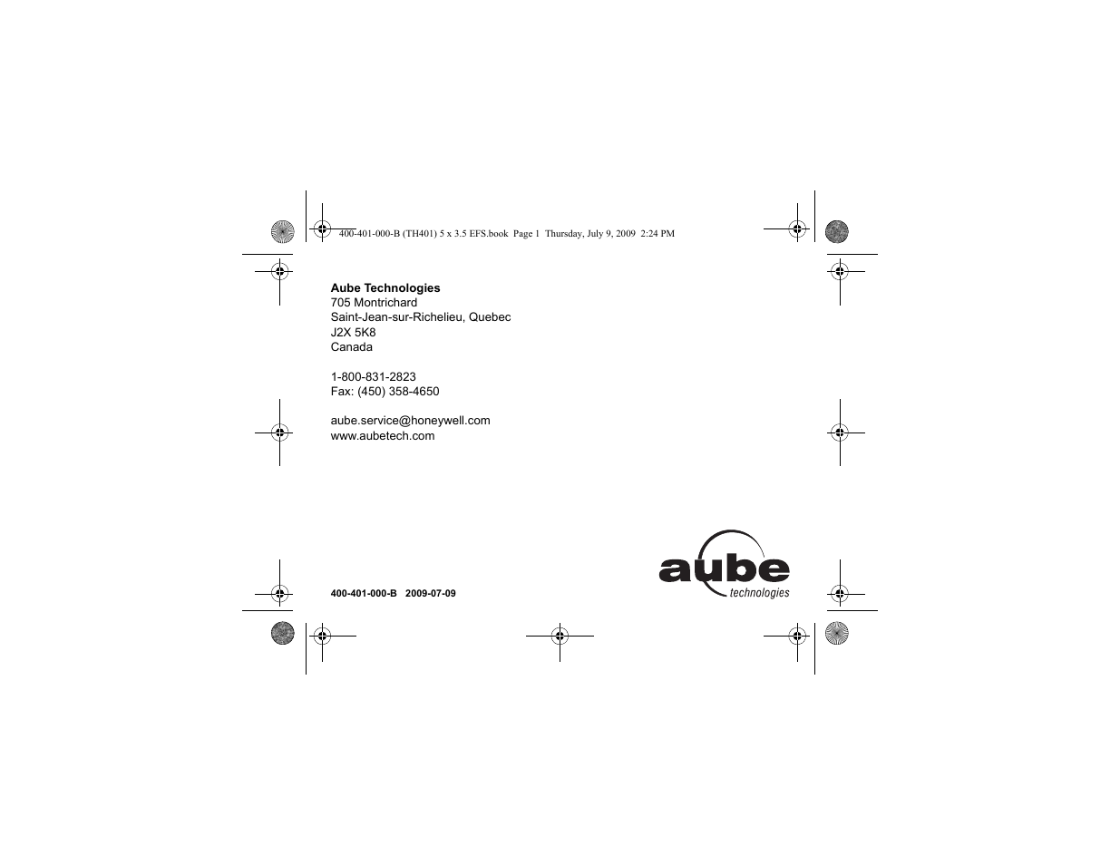 Aube Technologies TH401 User Manual | Page 40 / 40