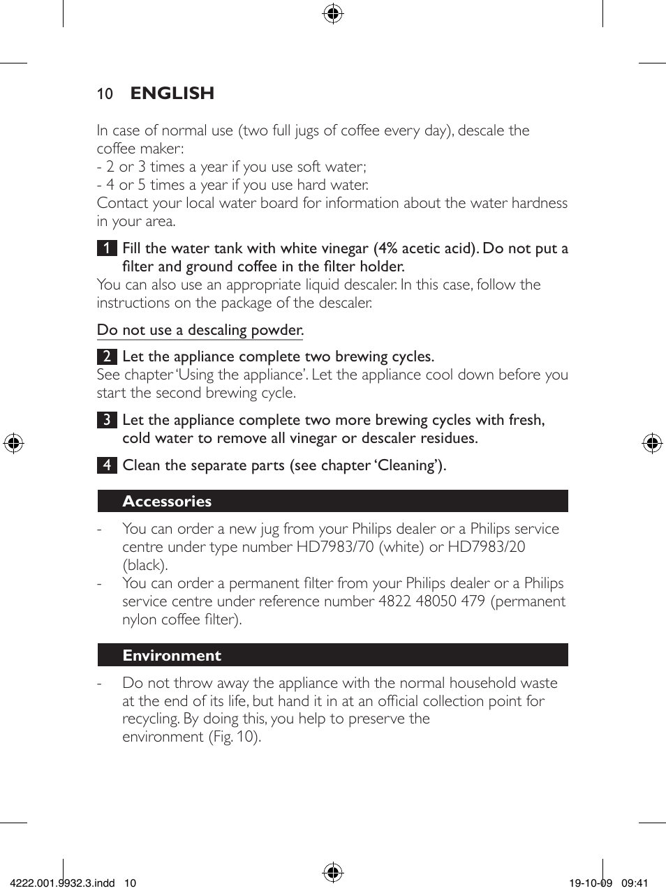 Philips Daily Collection Cafetera User Manual | Page 10 / 148