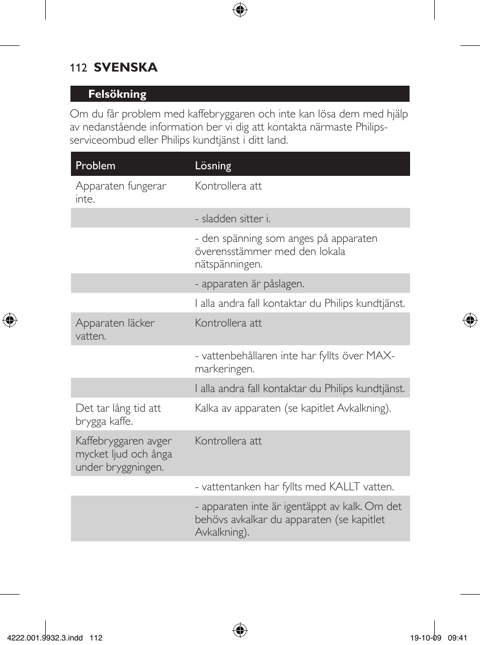 Philips Daily Collection Cafetera User Manual | Page 112 / 148