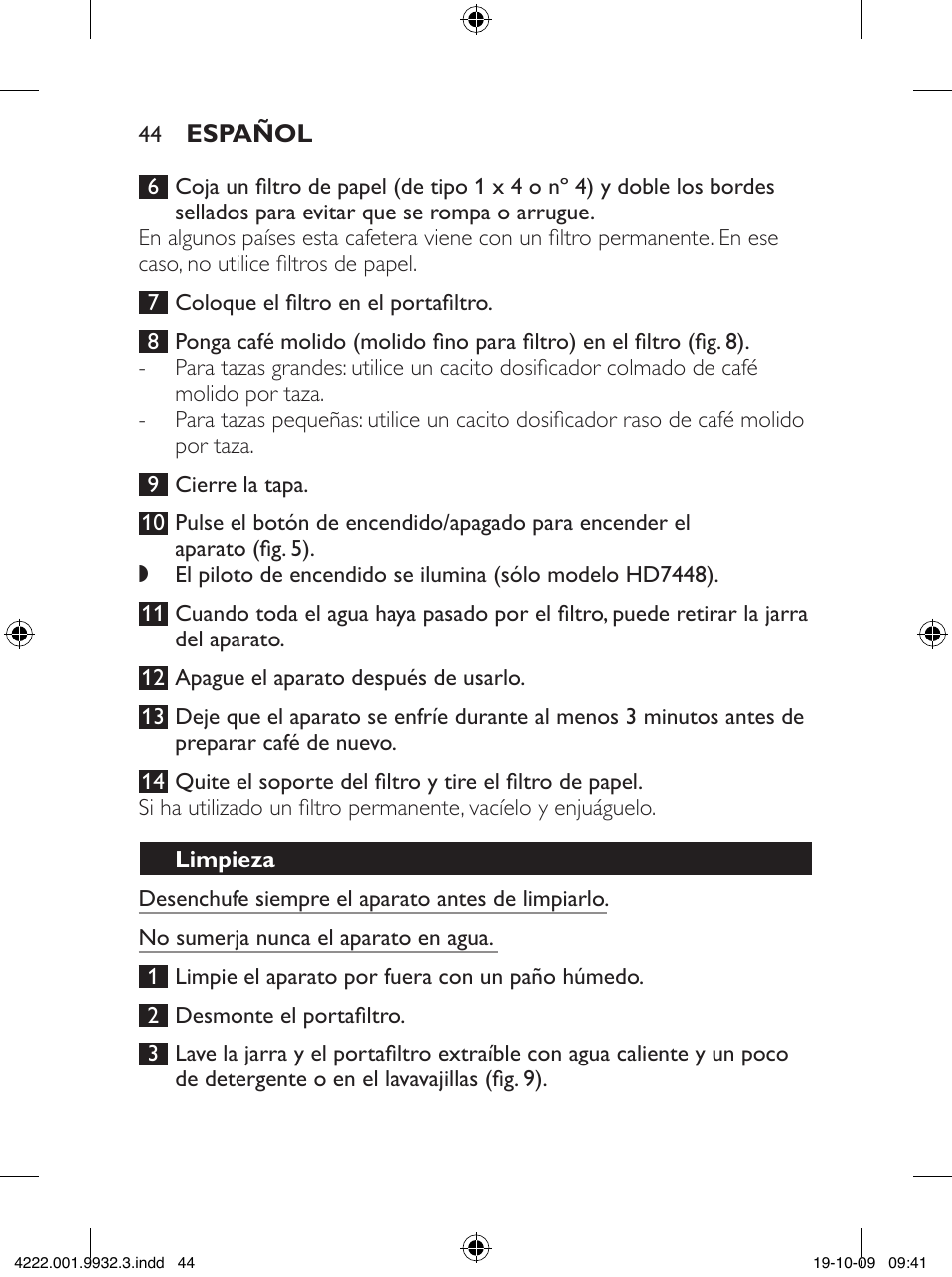Philips Daily Collection Cafetera User Manual | Page 44 / 148