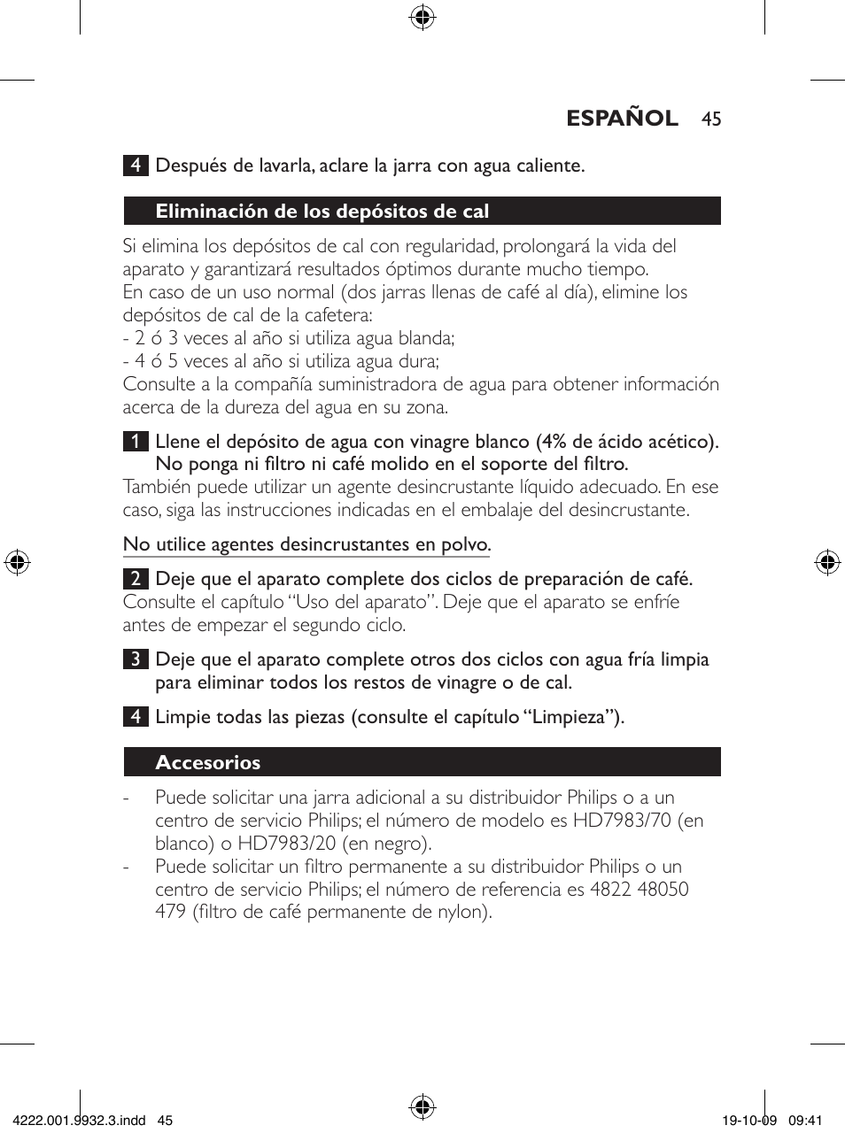 Philips Daily Collection Cafetera User Manual | Page 45 / 148