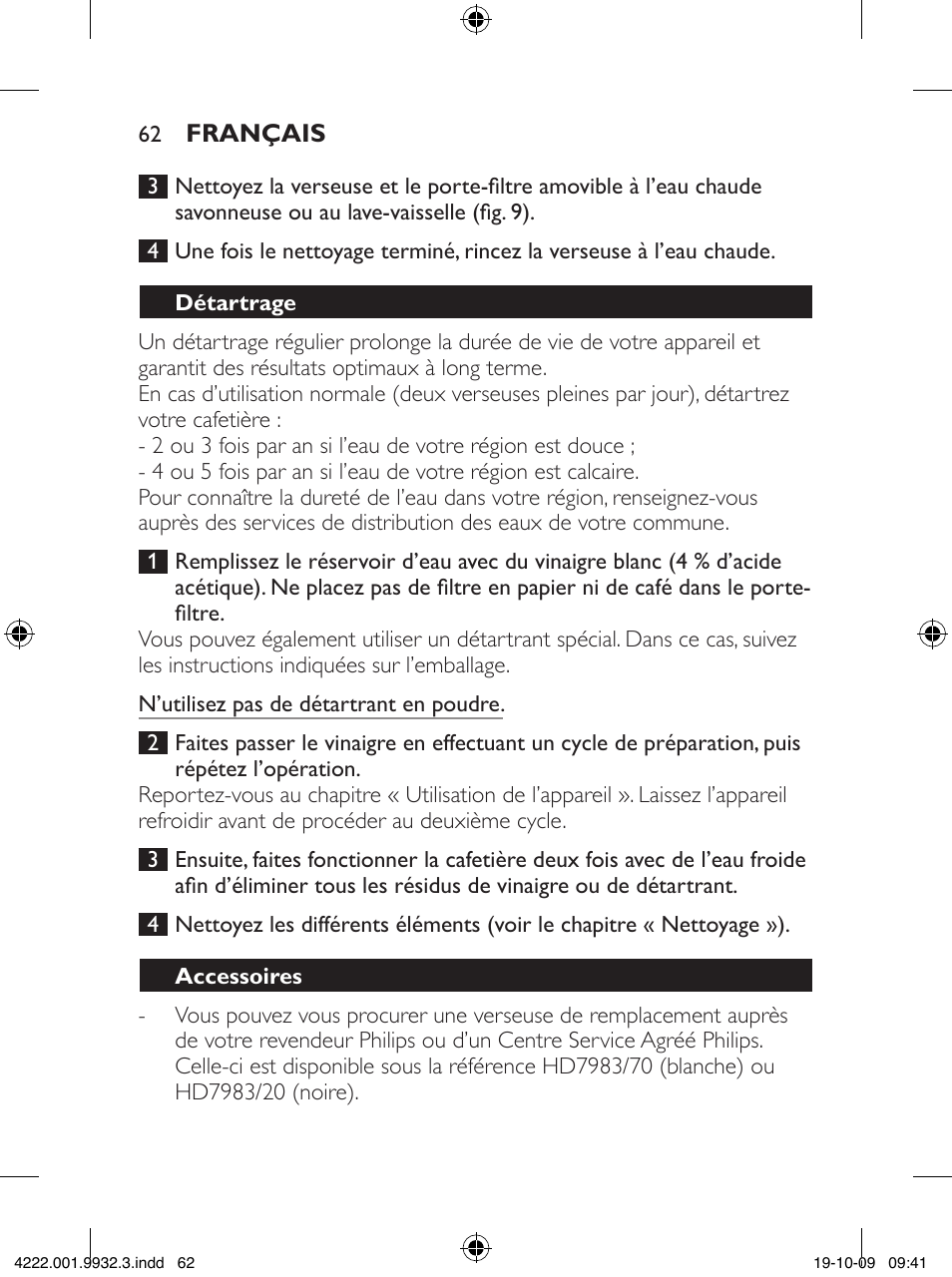 Philips Daily Collection Cafetera User Manual | Page 62 / 148