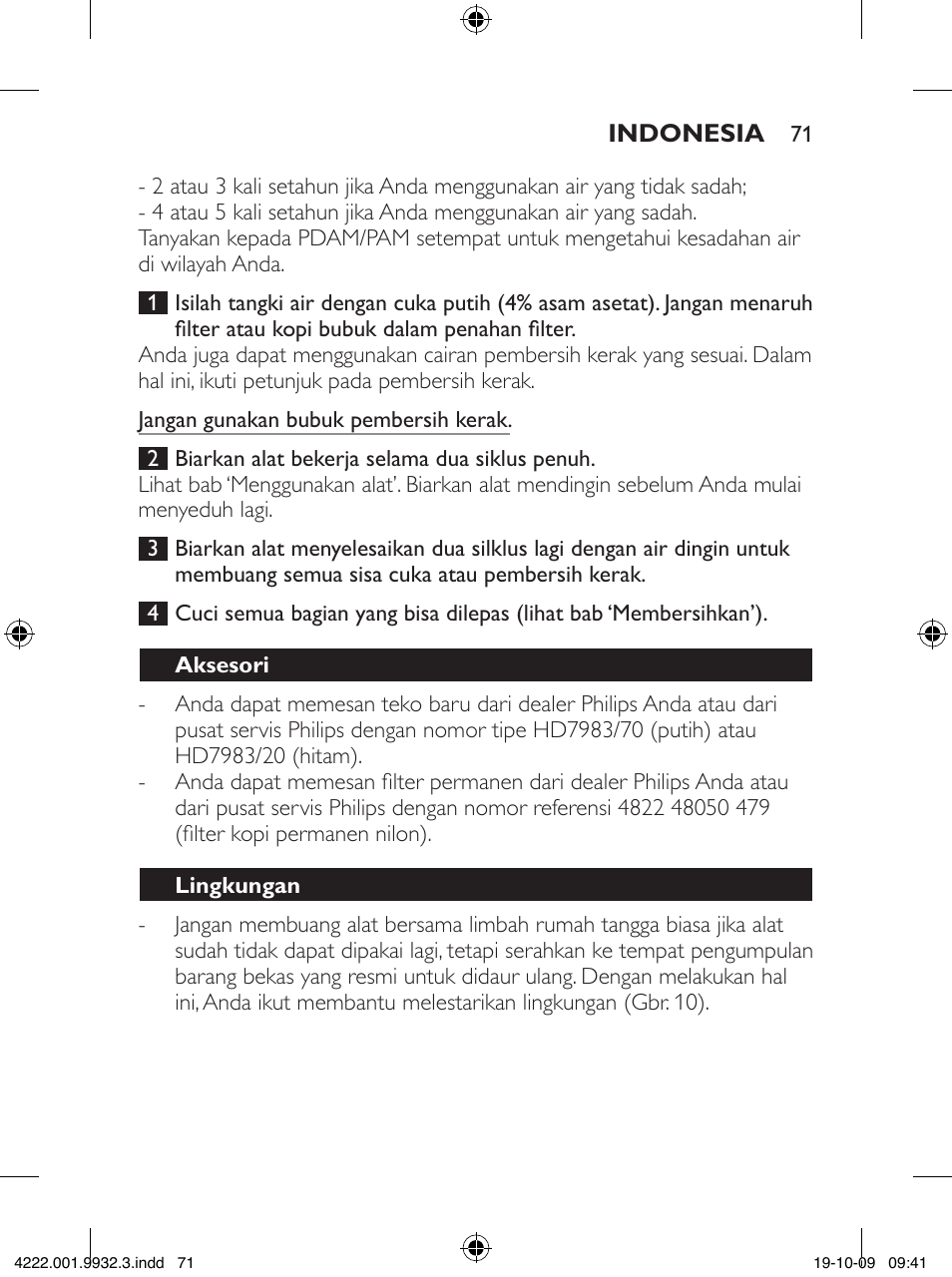 Philips Daily Collection Cafetera User Manual | Page 71 / 148