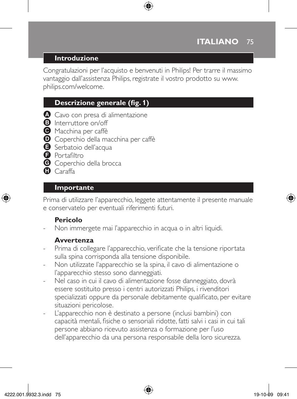 Philips Daily Collection Cafetera User Manual | Page 75 / 148