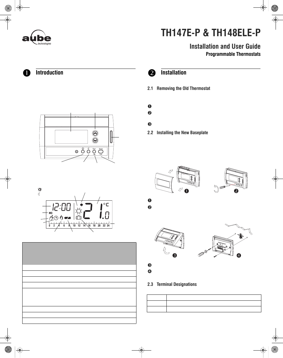 Aube Technologies TH147E-P User Manual | 4 pages