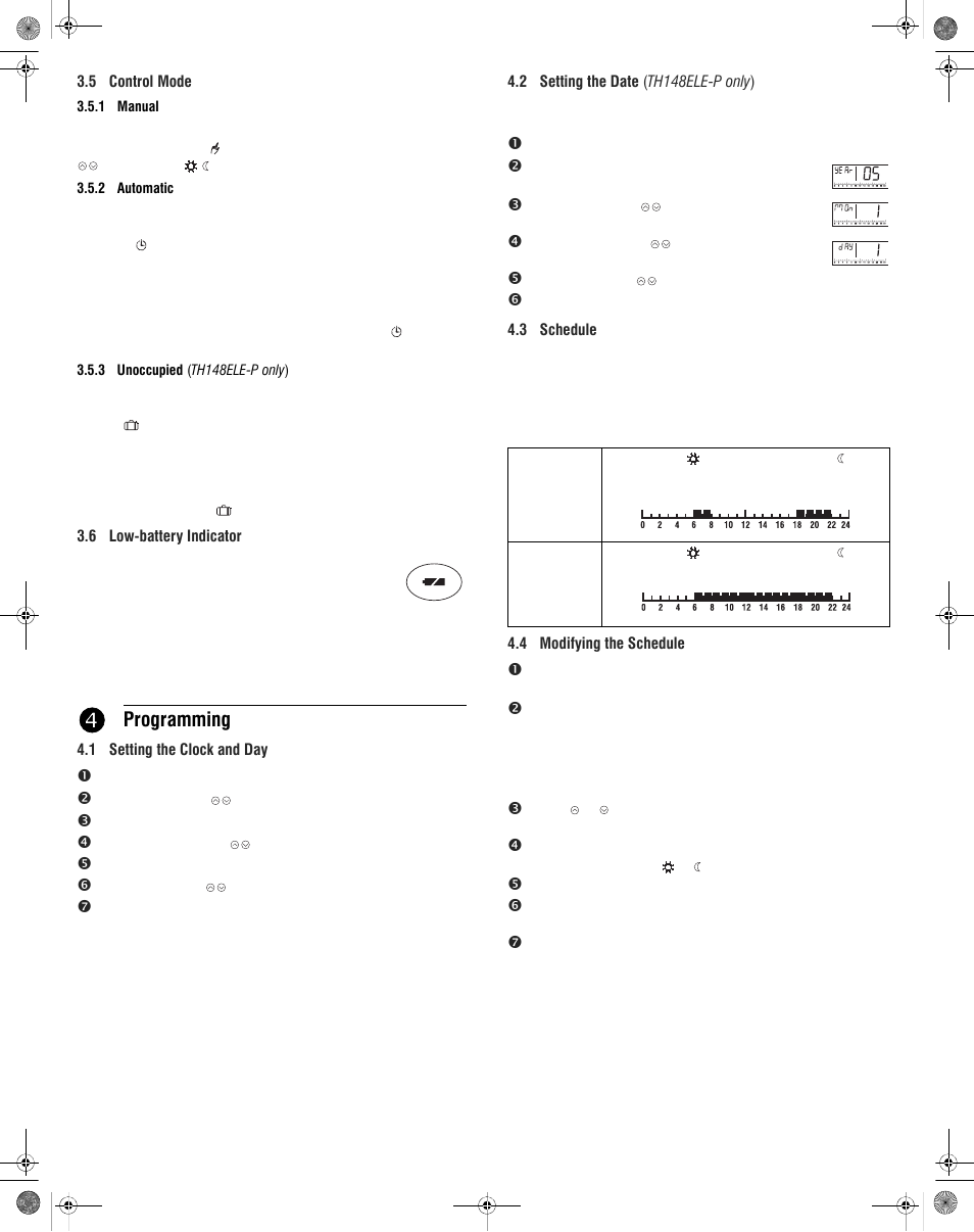 Programming | Aube Technologies TH147E-P User Manual | Page 3 / 4