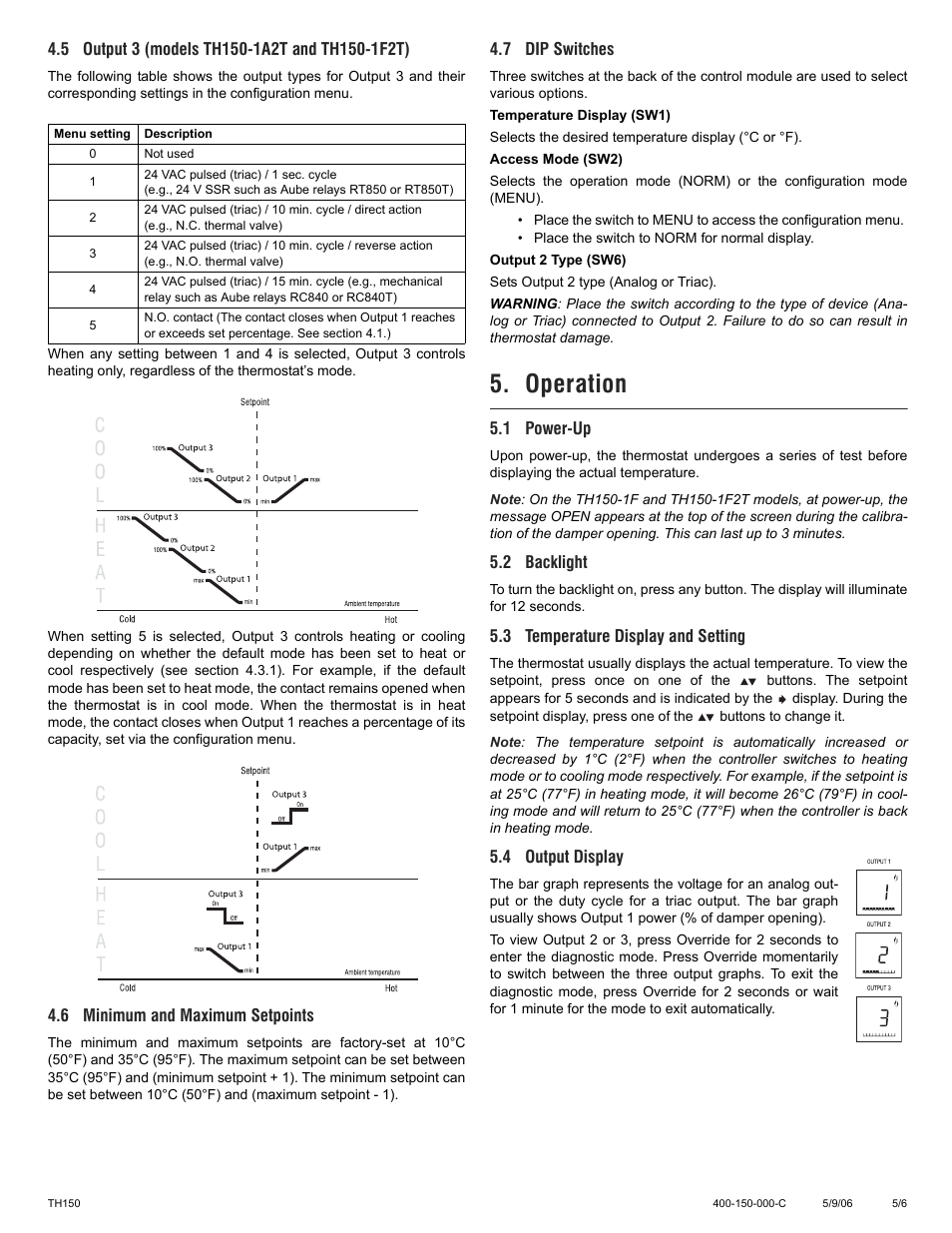 Operation | Aube Technologies TH150 Series User Manual | Page 5 / 6