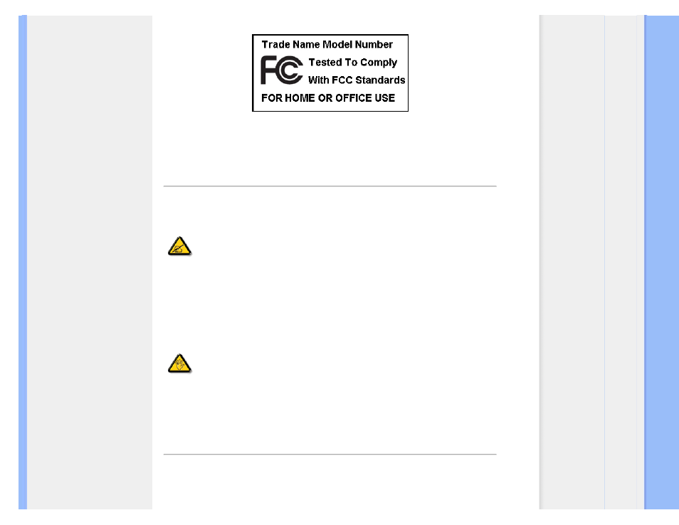 Commission federale de la communication, Fcc declaration), En 55022 compliance (czech republic | Only) | Philips 19SI User Manual | Page 16 / 96