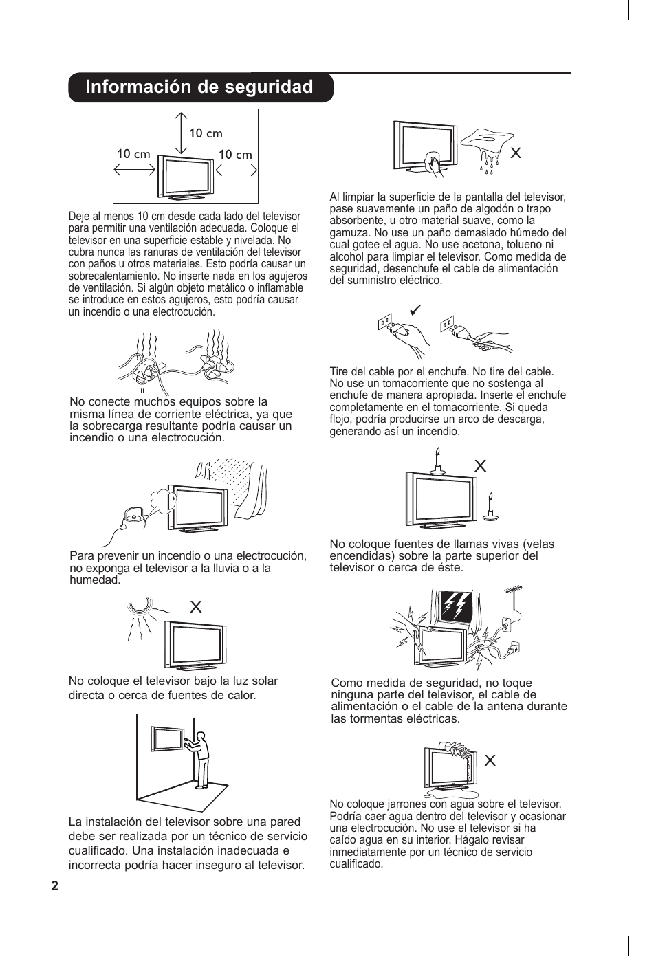 Información de seguridad | Philips Flat TV panorámico User Manual | Page 6 / 26
