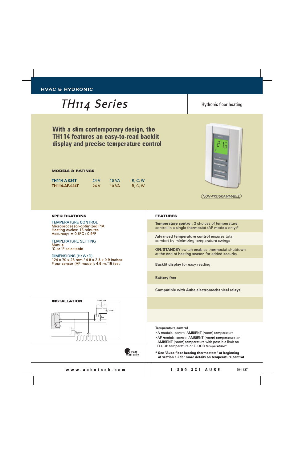 Aube Technologies TH114 User Manual | 1 page