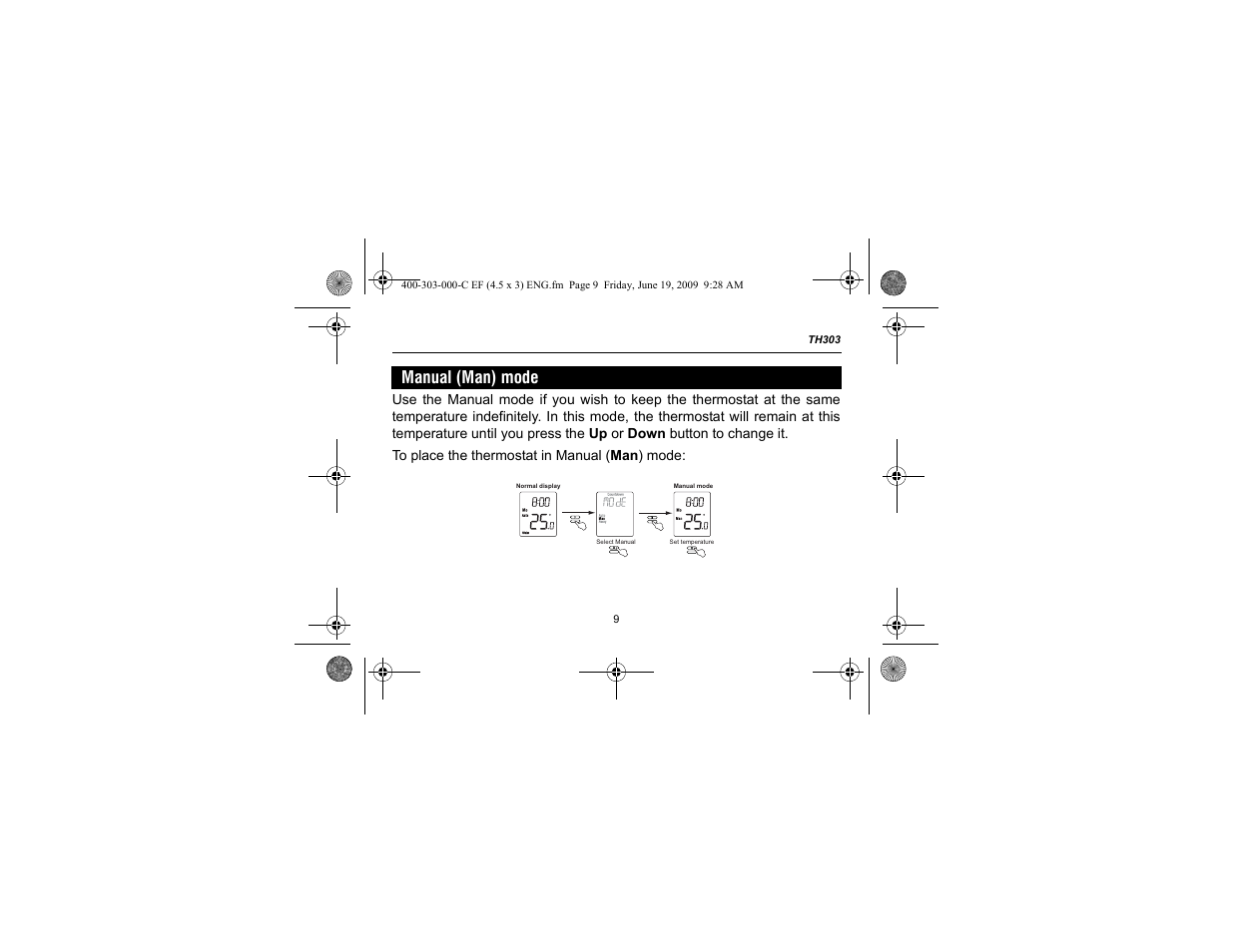 Manual (man) mode | Aube Technologies TH303 User Manual | Page 11 / 22