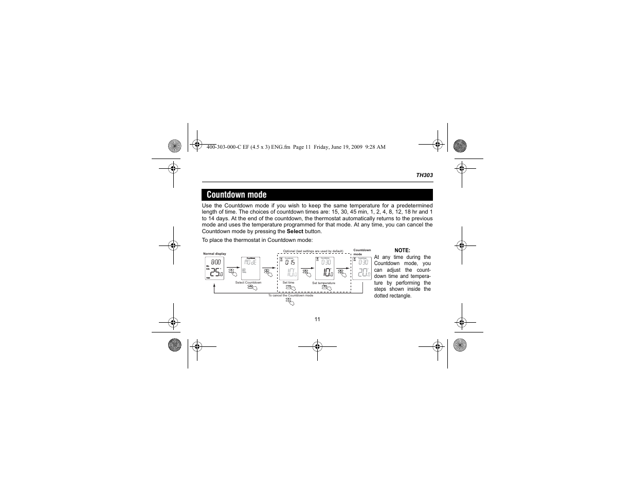 Countdown mode | Aube Technologies TH303 User Manual | Page 13 / 22