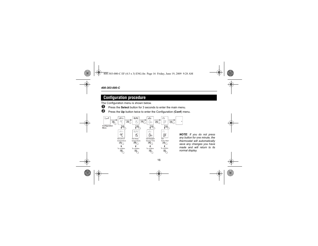 Configuration procedure | Aube Technologies TH303 User Manual | Page 18 / 22