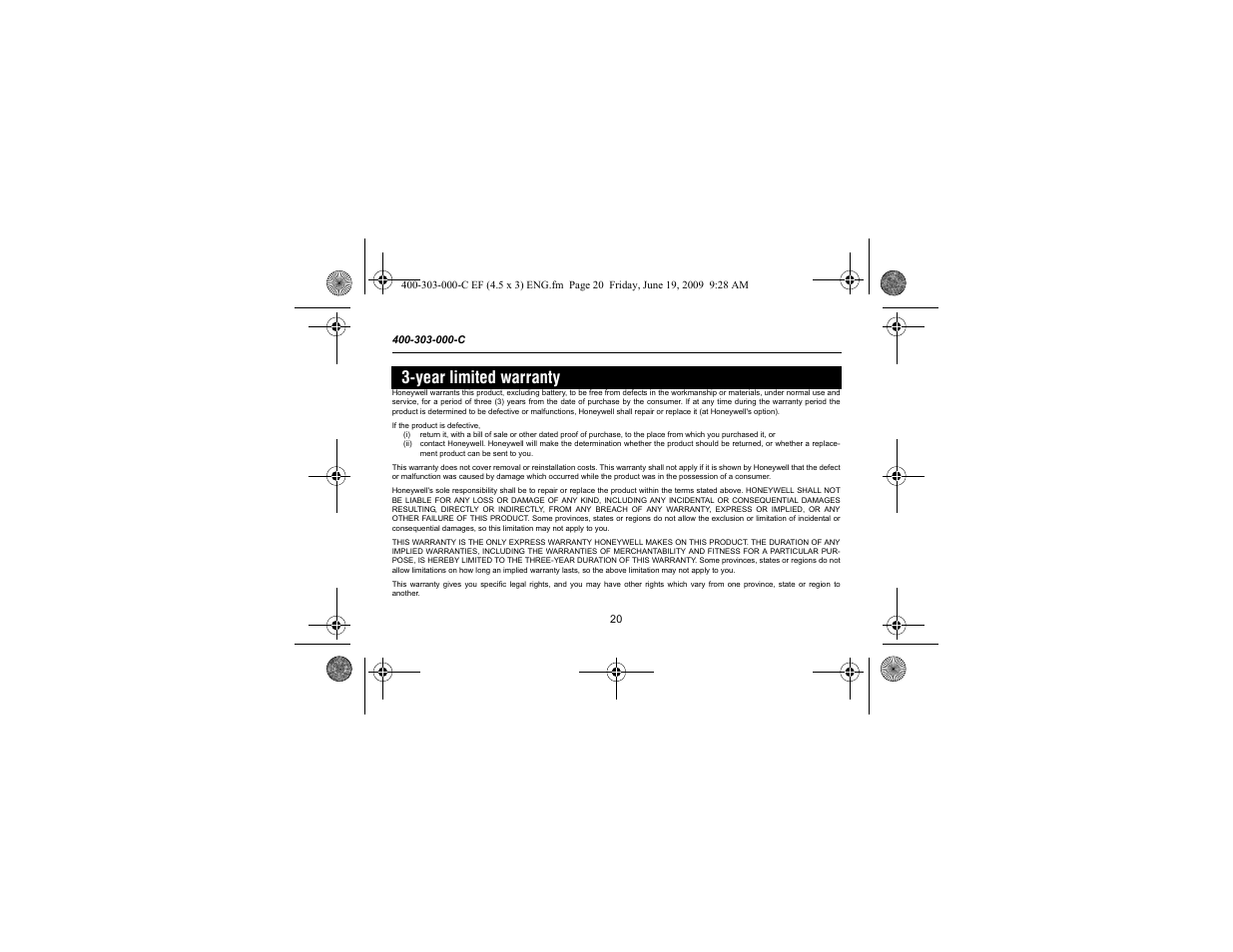 Year limited warranty | Aube Technologies TH303 User Manual | Page 22 / 22