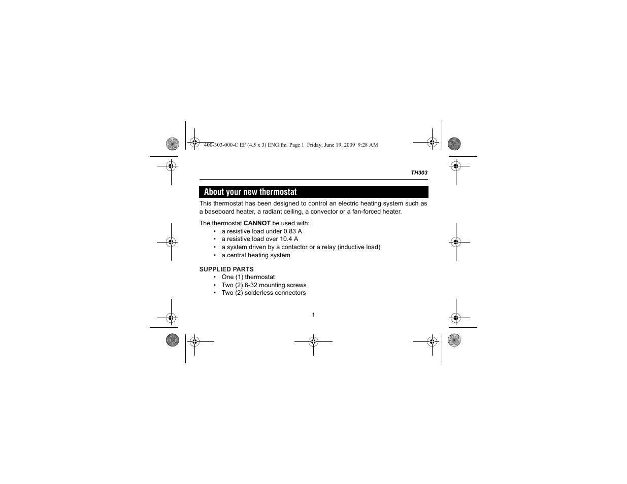 About your new thermostat | Aube Technologies TH303 User Manual | Page 3 / 22