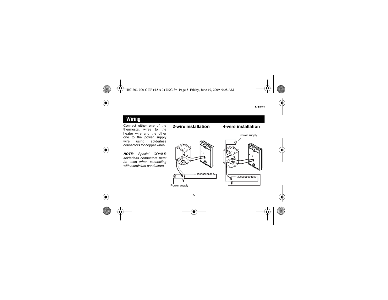 Wiring | Aube Technologies TH303 User Manual | Page 7 / 22