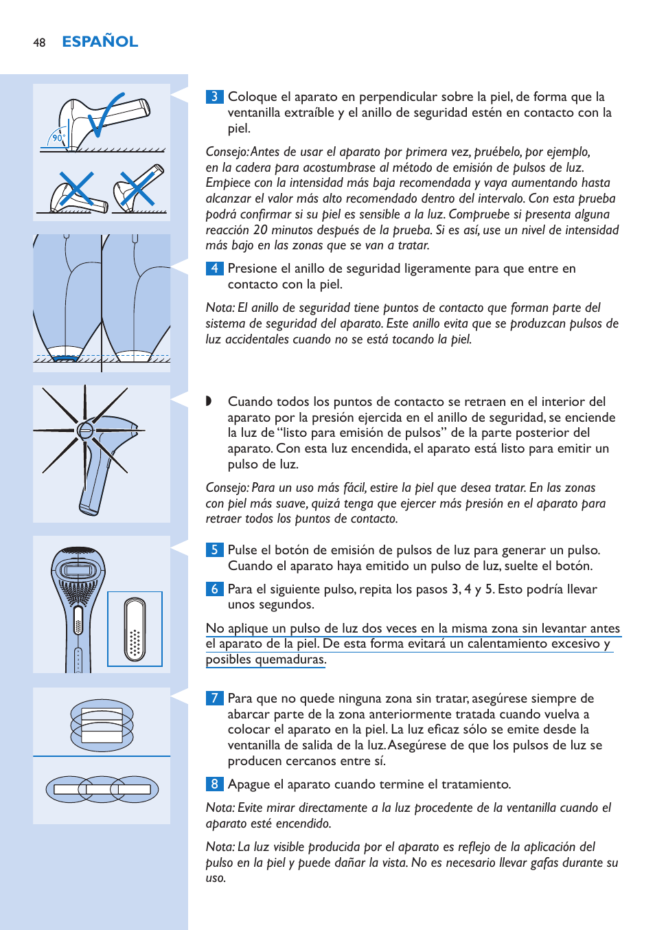 Philips fotodepiladora User Manual | Page 48 / 130