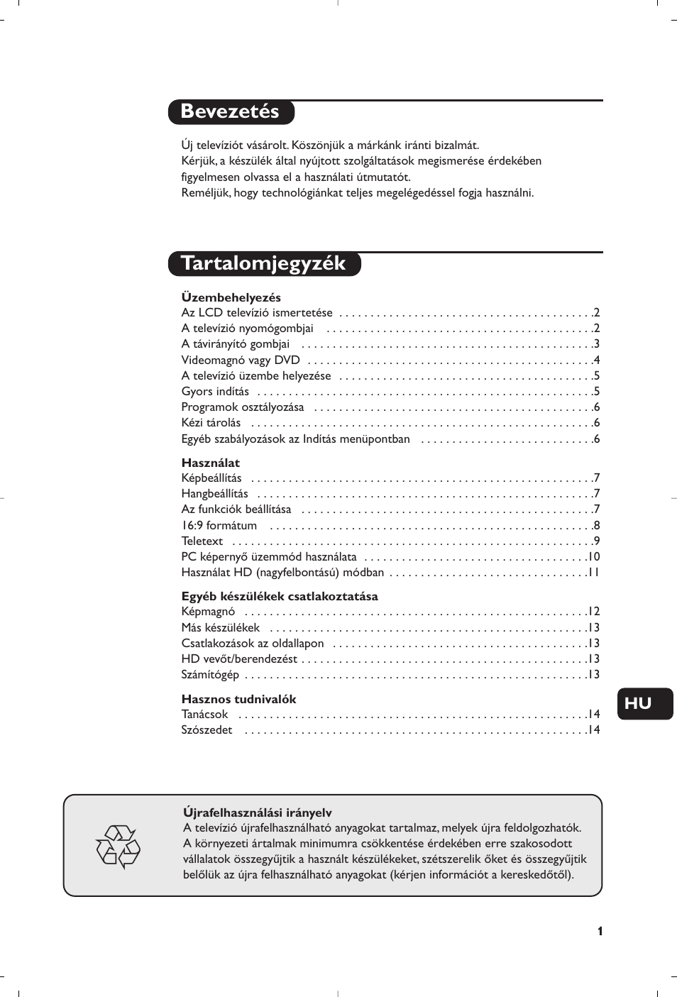 Bevezetés tartalomjegyzék | Philips Flat TV User Manual | Page 201 / 256