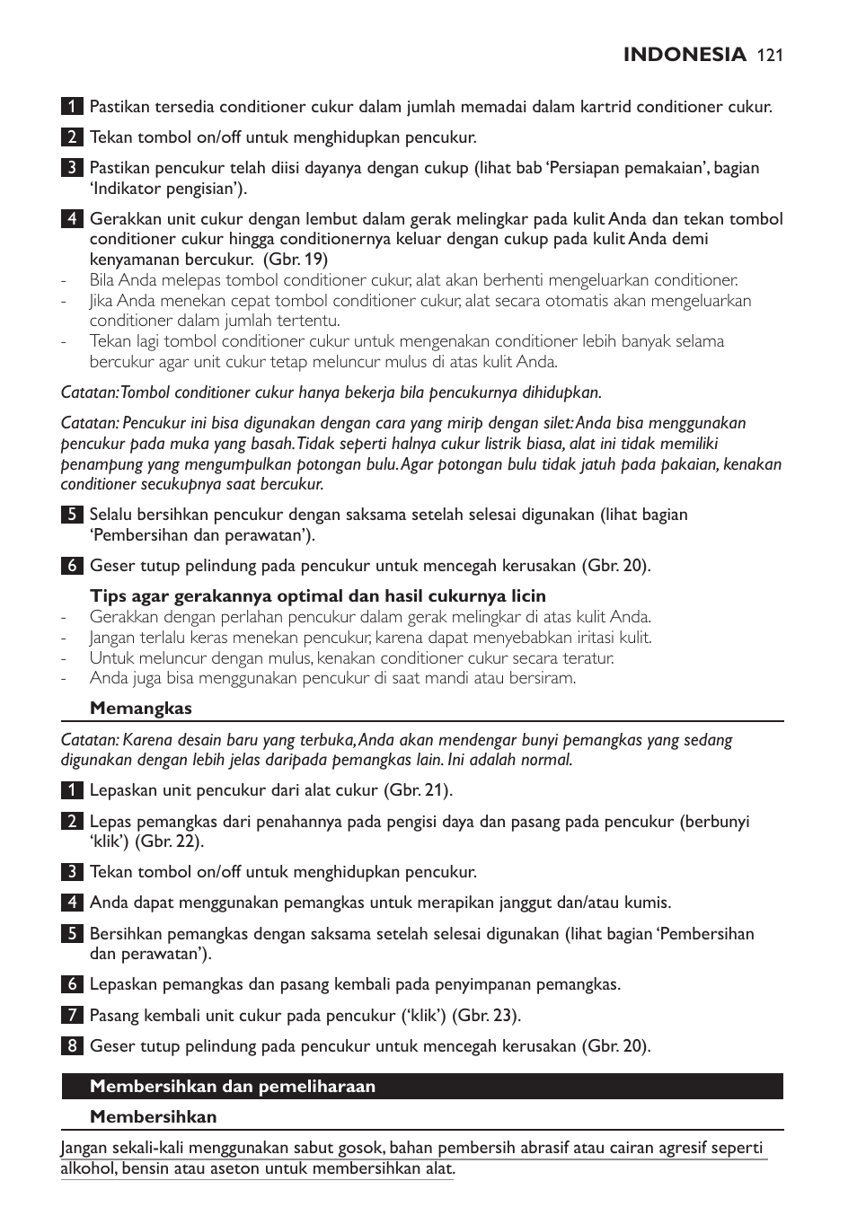Memangkas, Membersihkan dan pemeliharaan, Membersihkan | Philips Afeitadora NIVEA FOR MEN User Manual | Page 121 / 358