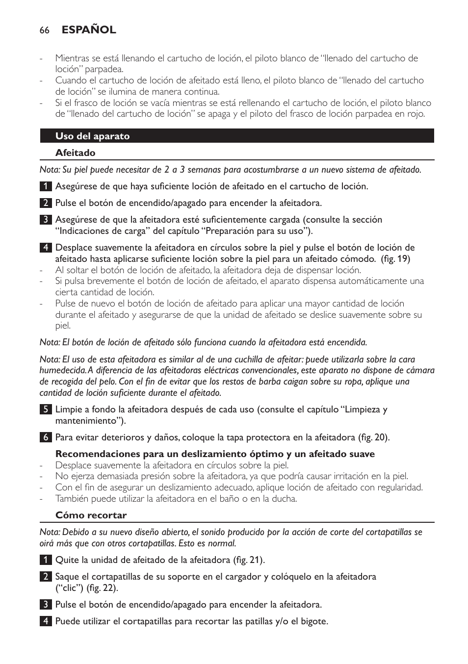 Uso del aparato, Afeitado, Cómo recortar | Philips Afeitadora NIVEA FOR MEN User Manual | Page 66 / 358