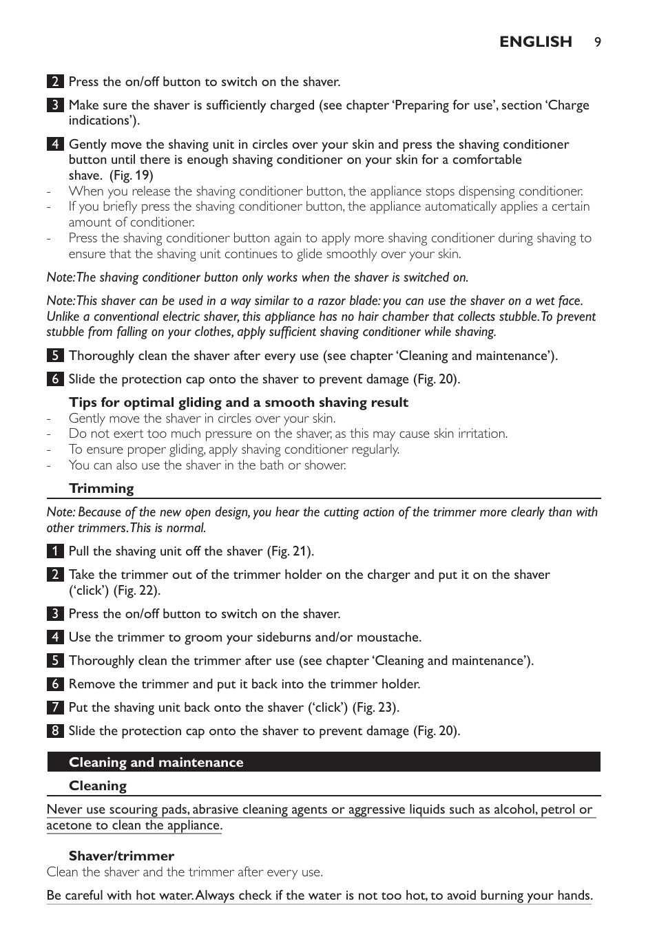 Trimming, Cleaning and maintenance, Cleaning | Shaver/trimmer | Philips Afeitadora NIVEA FOR MEN User Manual | Page 9 / 358