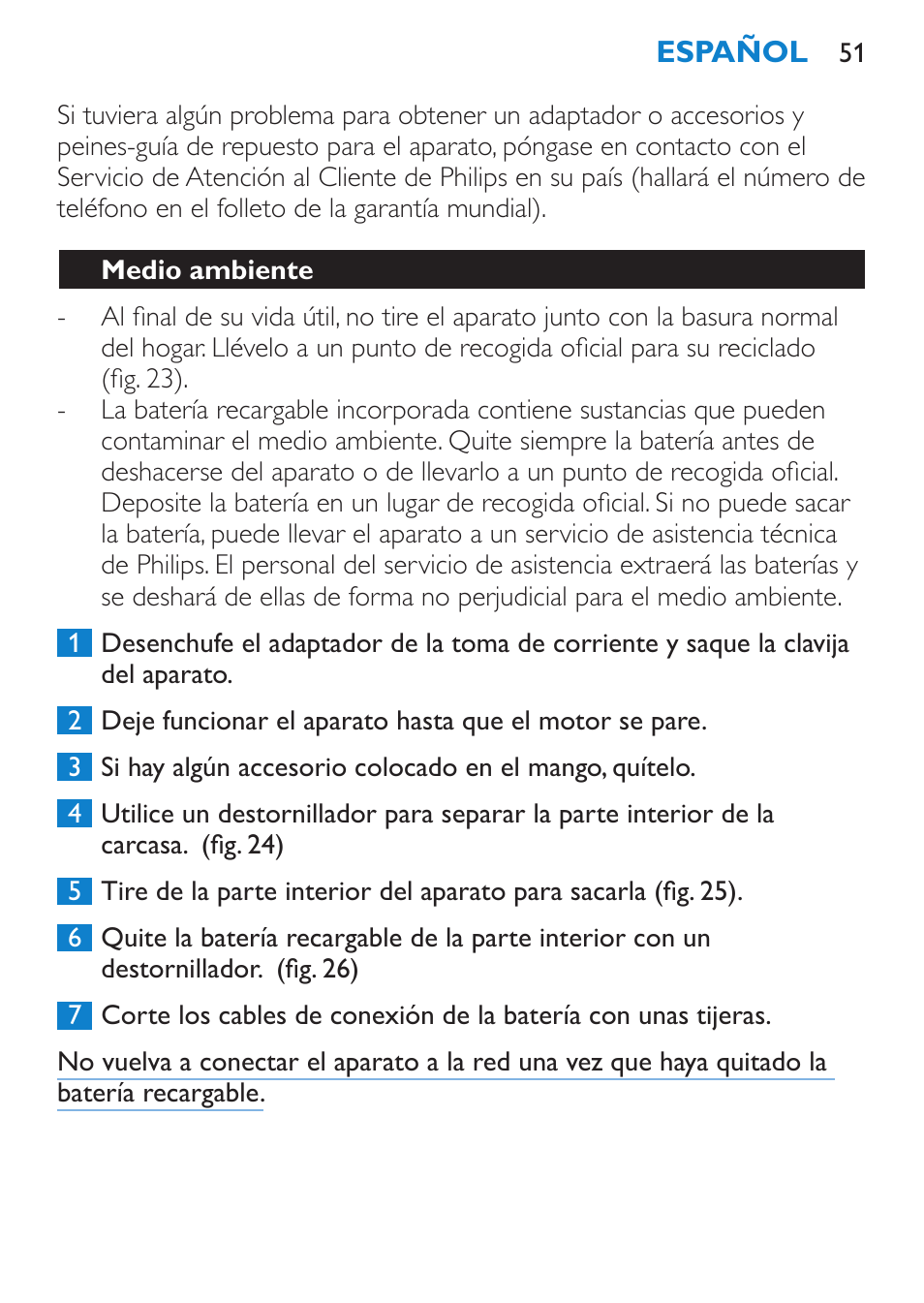 Medio ambiente, Garantía y servicio | Philips Body Perfect Recortador para la línea del bikini User Manual | Page 51 / 120