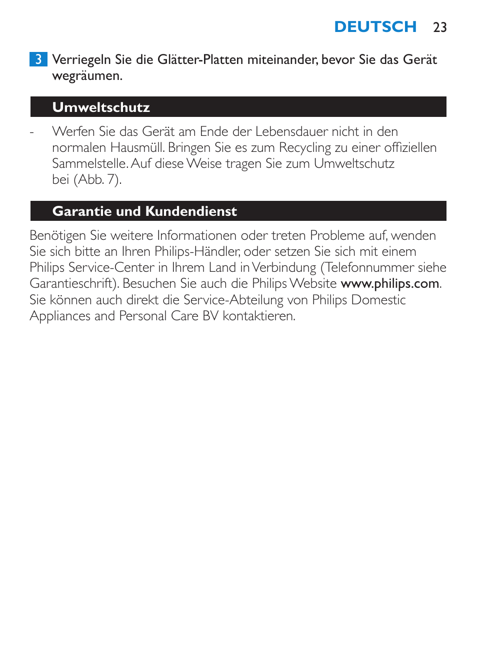 Umweltschutz, Garantie und kundendienst, Fehlerbehebung | Philips SalonStraight Seduce Plancha para el pelo User Manual | Page 23 / 92