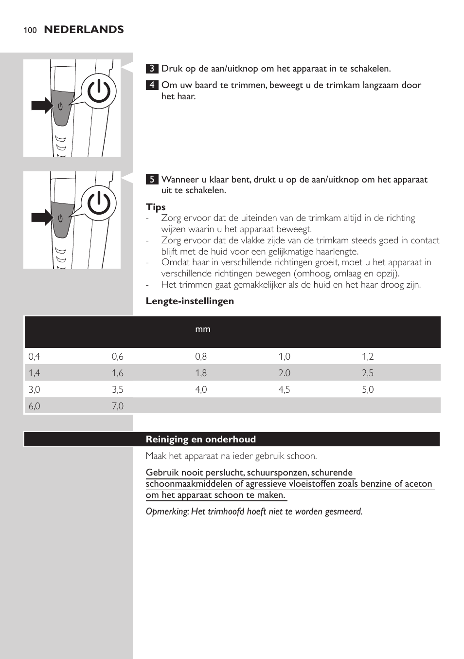 Philips BEARDTRIMMER Series 9000 barbero resistente al agua User Manual | Page 100 / 150