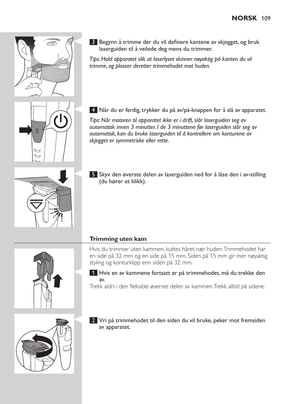 Philips BEARDTRIMMER Series 9000 barbero resistente al agua User Manual | Page 109 / 150