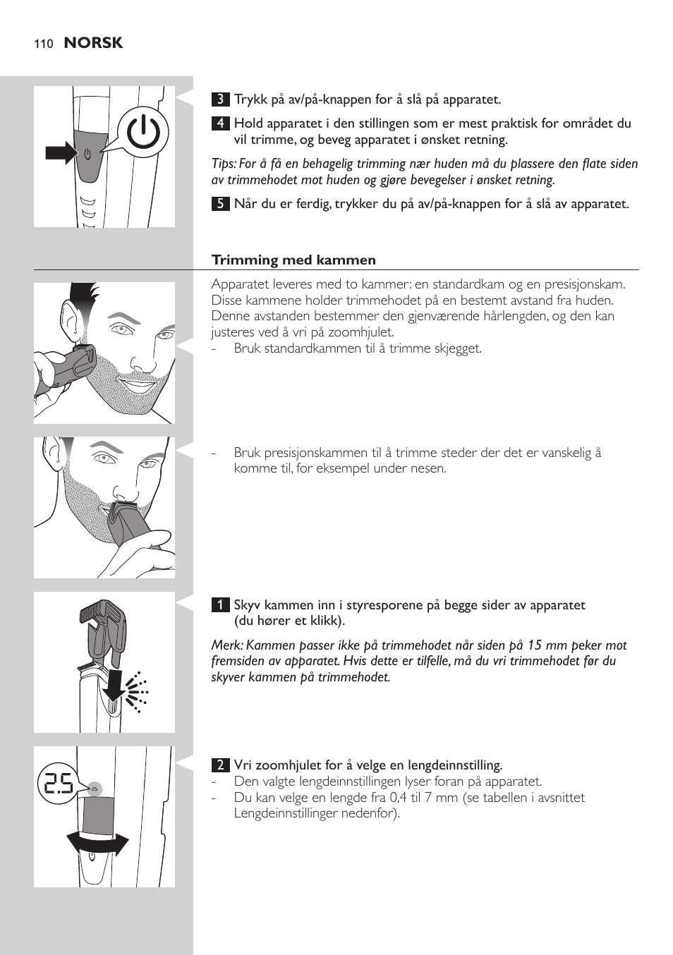 Philips BEARDTRIMMER Series 9000 barbero resistente al agua User Manual | Page 110 / 150