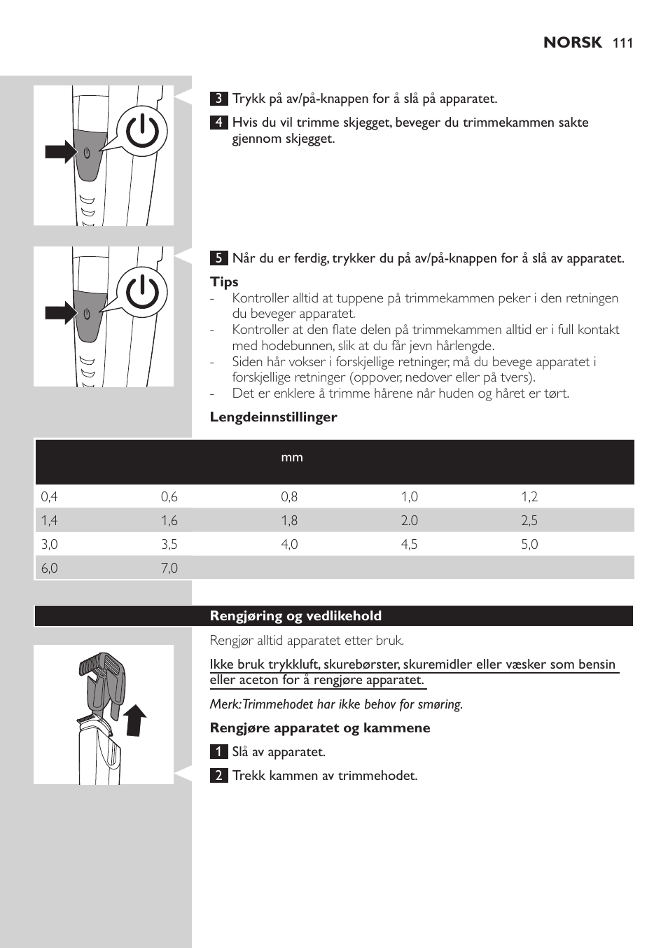 Philips BEARDTRIMMER Series 9000 barbero resistente al agua User Manual | Page 111 / 150