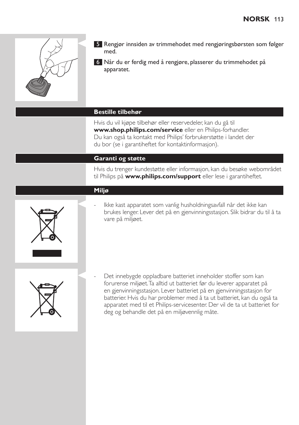 Philips BEARDTRIMMER Series 9000 barbero resistente al agua User Manual | Page 113 / 150