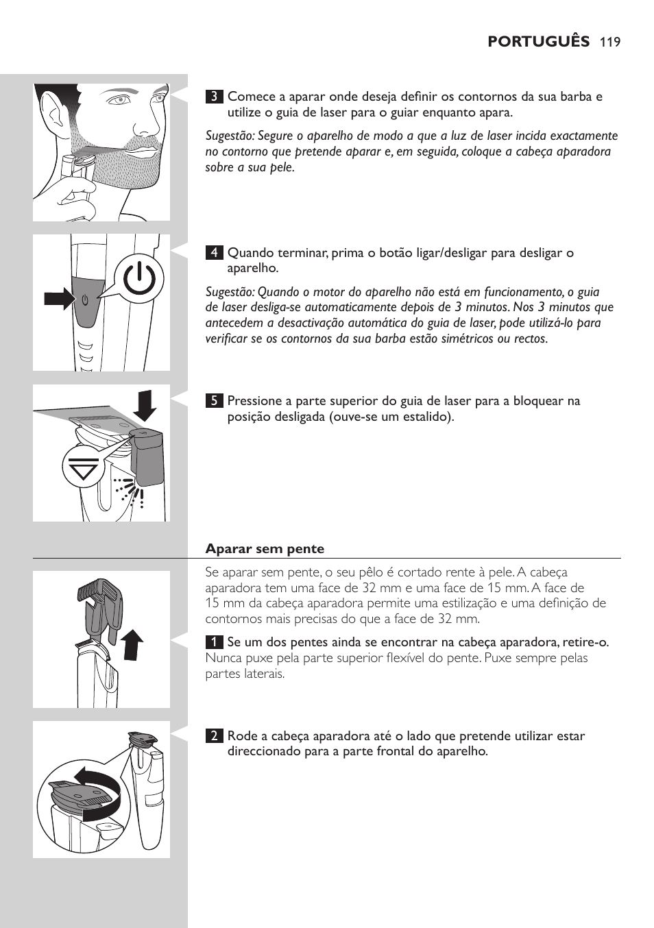 Philips BEARDTRIMMER Series 9000 barbero resistente al agua User Manual | Page 119 / 150