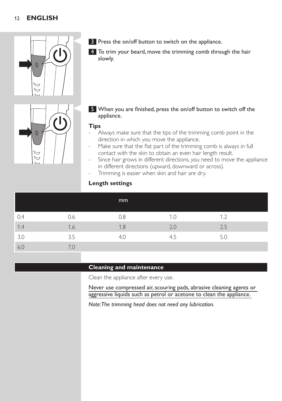 Philips BEARDTRIMMER Series 9000 barbero resistente al agua User Manual | Page 12 / 150